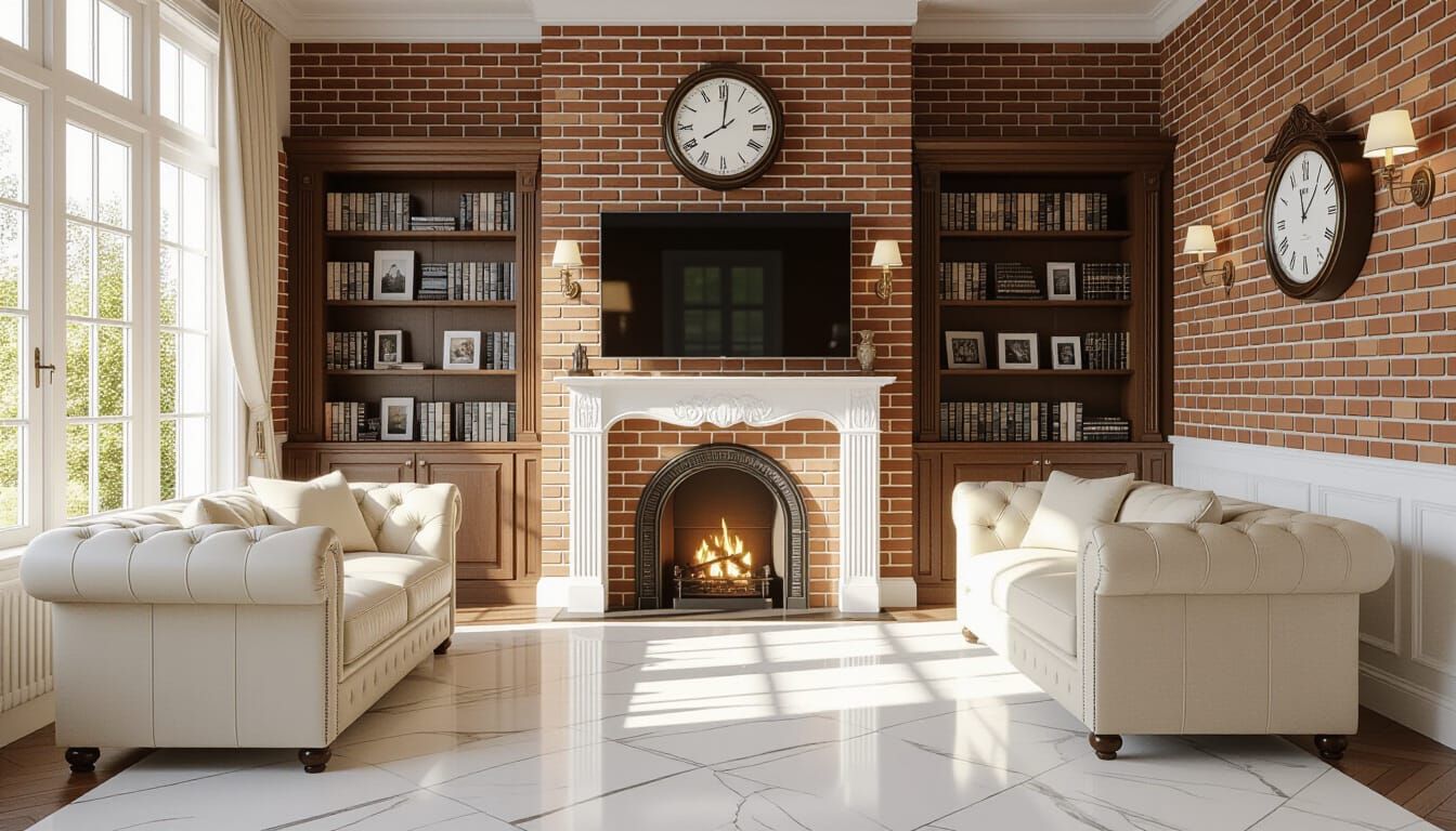 Victorian Living Room with Sunlight and Marble Floor