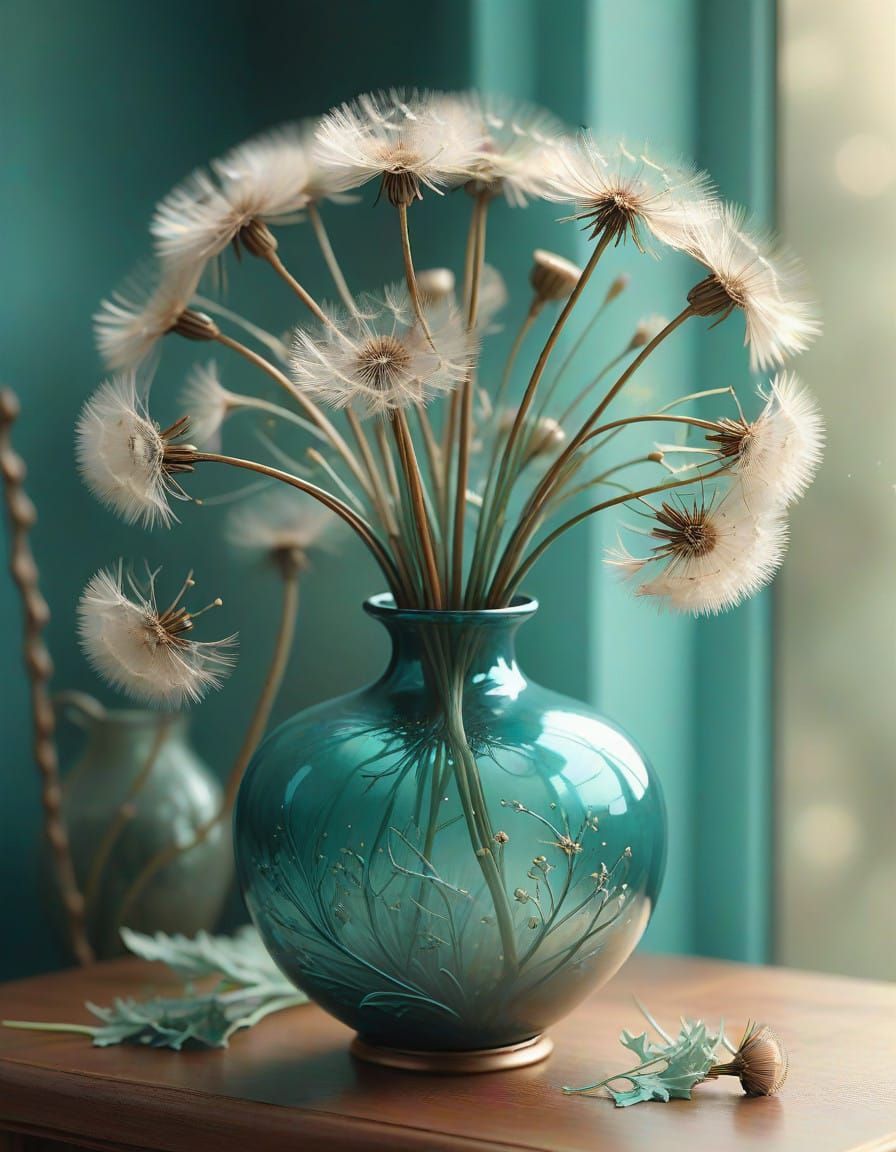 Dreamy Dandelion Still Life in Pastel Tones