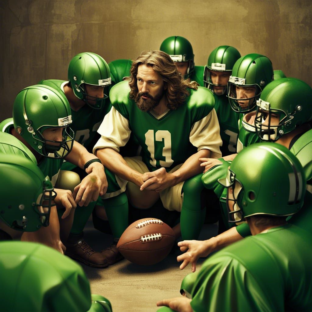 Jesus Addresses Football Team, Michelangelo Style