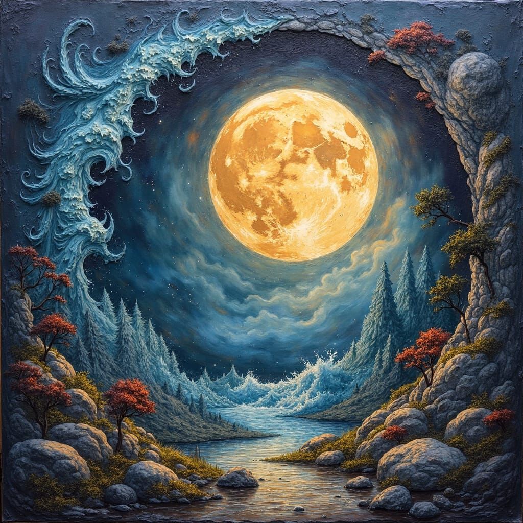 Dreamlike Yin Yang Kingdom in Oil Paint