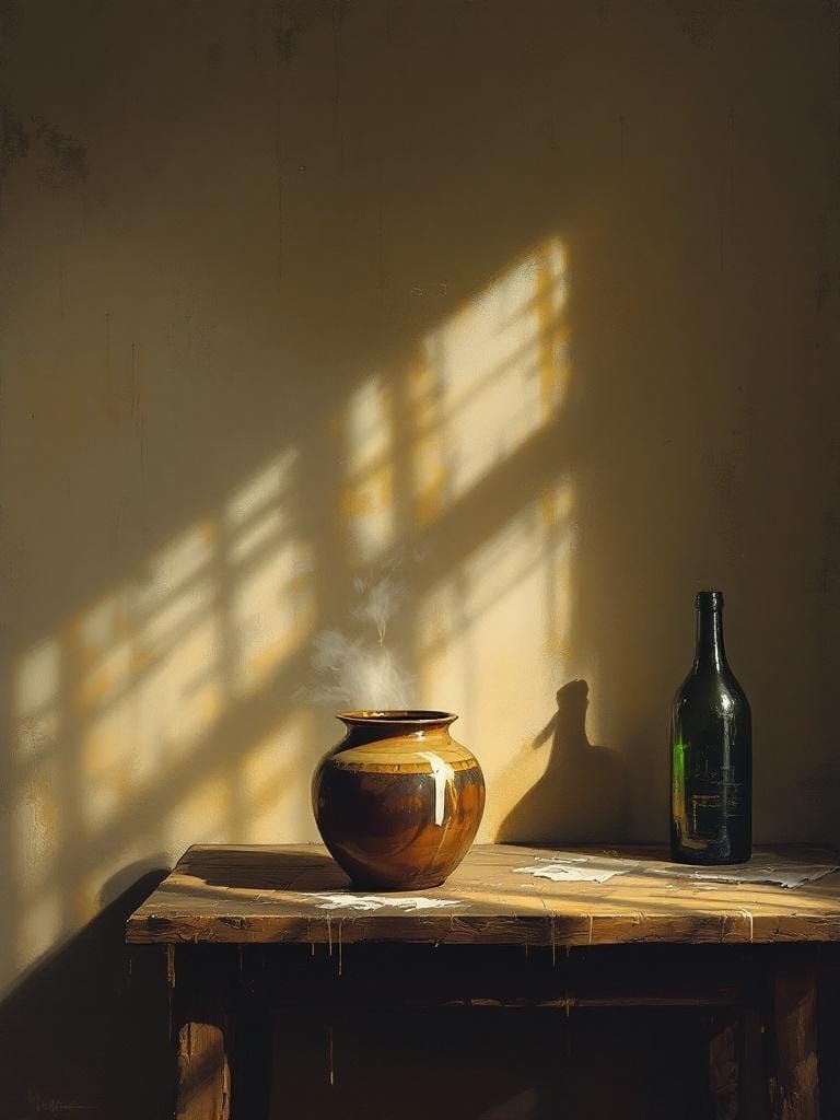 Candlelight Still Life in Oil Painting Style