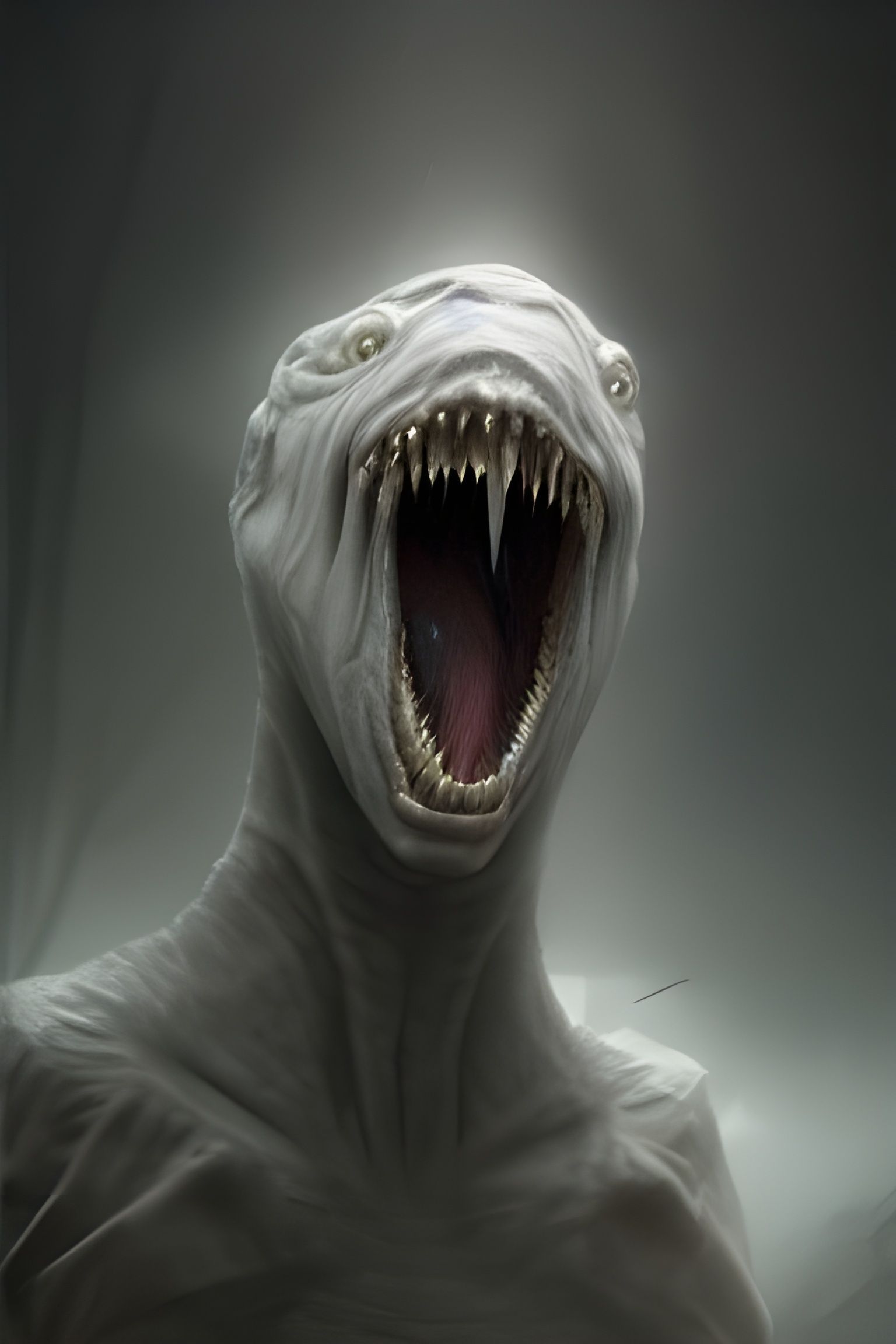 Sinister Gray Creature with Long Tongue, Hyperdetailed 3D Re...