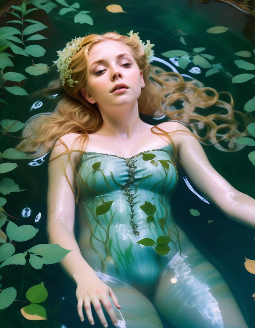 Ophelia Floating in Water Cinematic Film Still