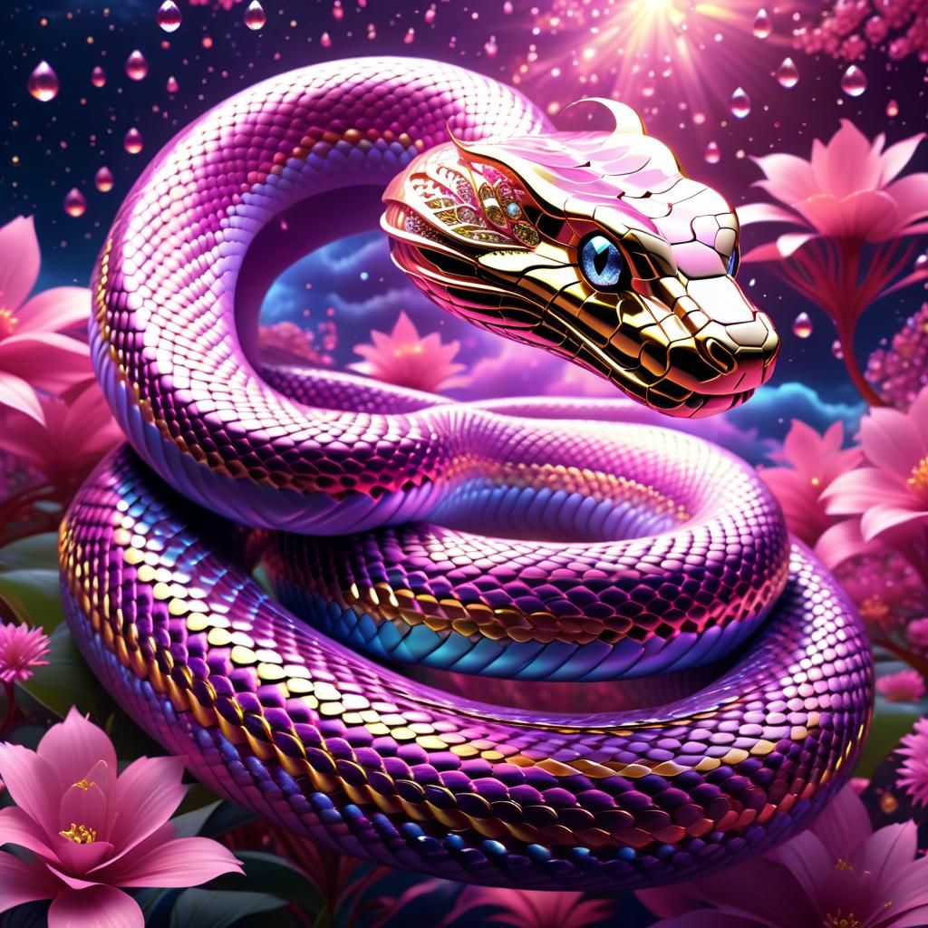 Diamond Eyed Snake in Cloud Kingdom, Astral Illustration