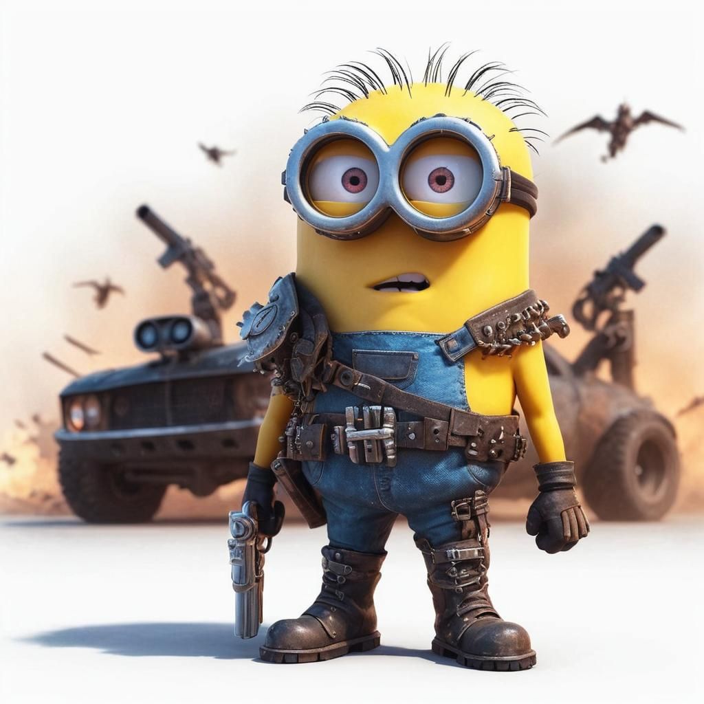 Minion as Mad Max in 3D Anime Style