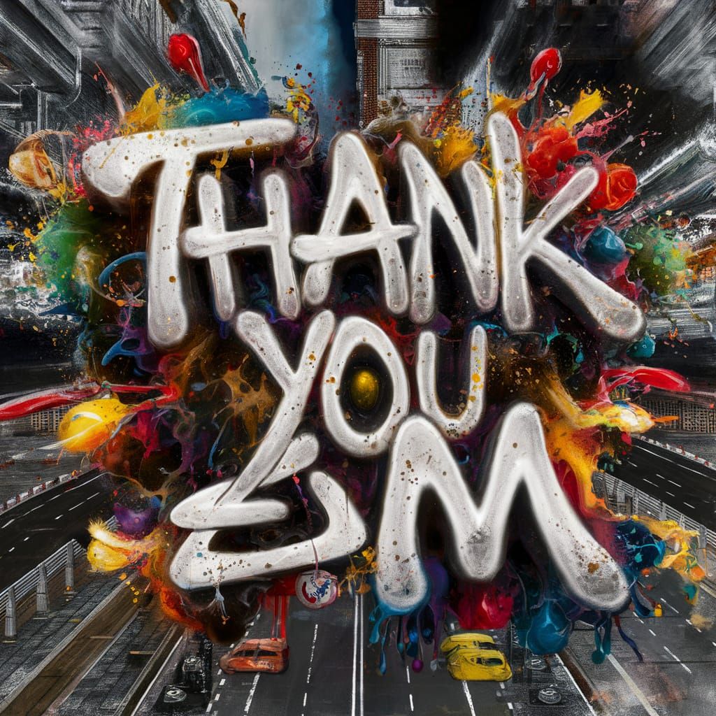Vibrant Street Art Graffiti: Thank You Em