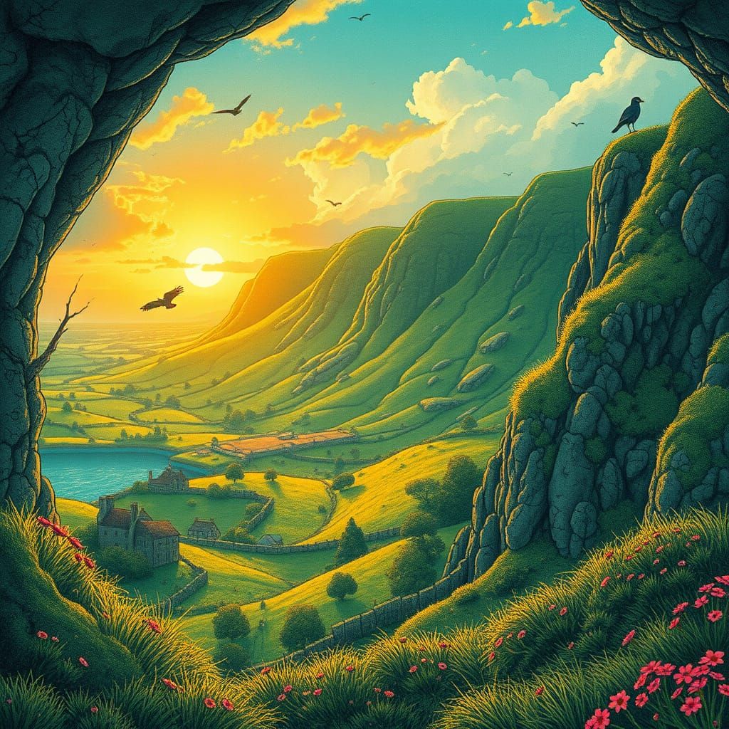 Golden Hour in Ireland with Zentangle Details