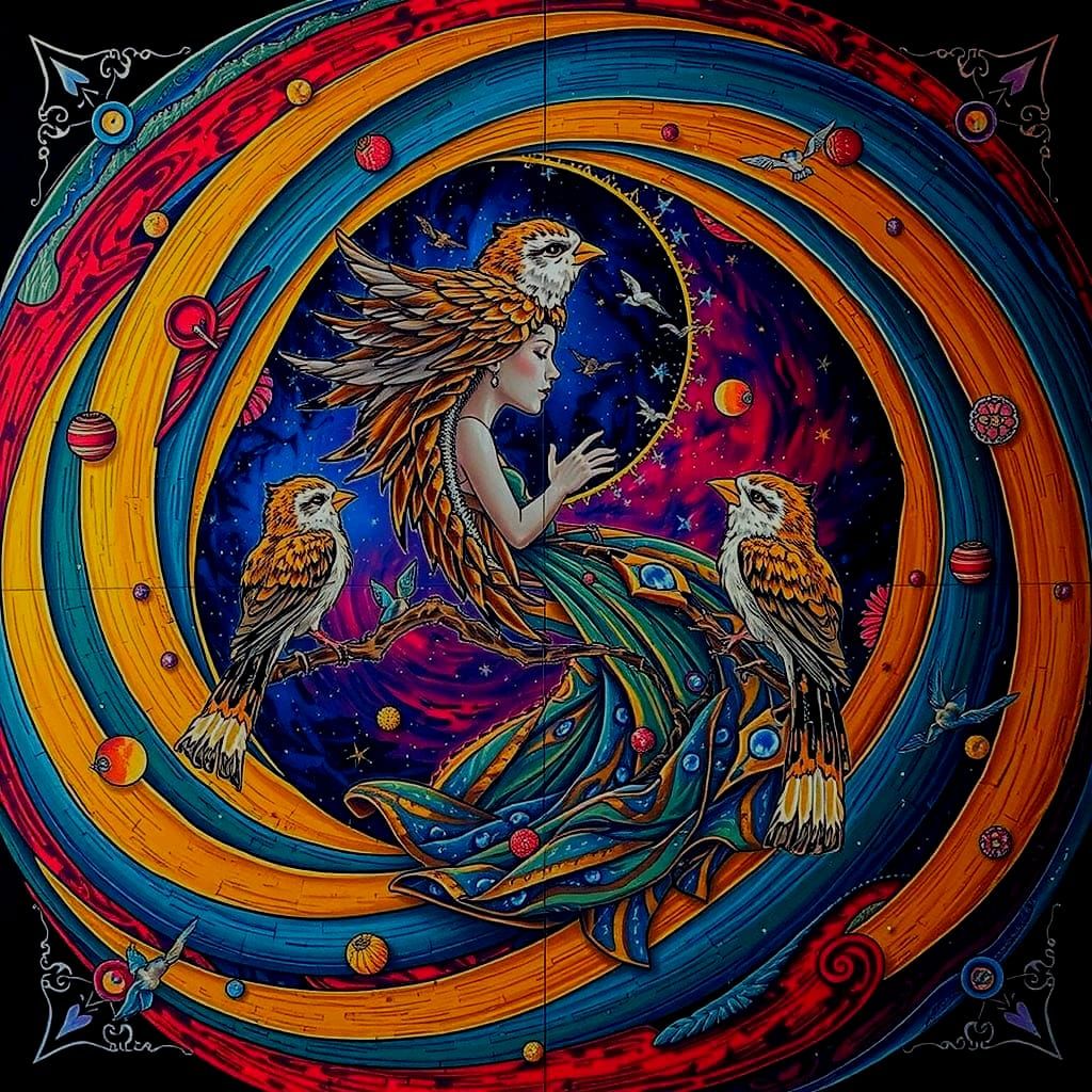 Woman Merges With Nature and Birds in Ethereal Dreamscape