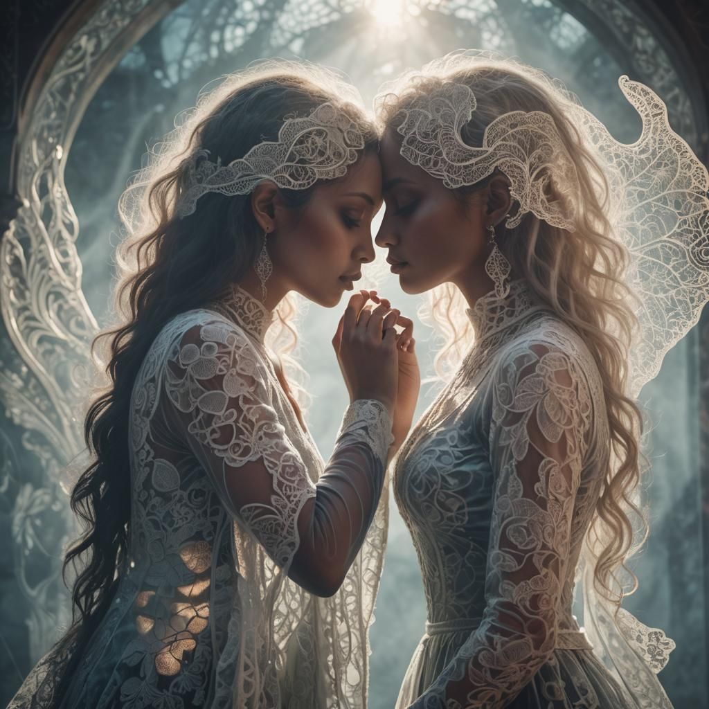 Gothic Silhouettes on Glass Elephant, Art Nouveau Style