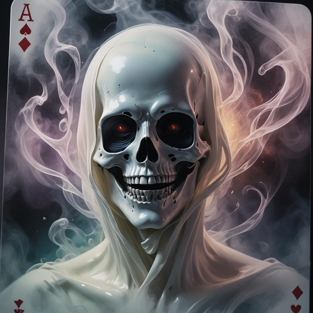 Ghost Face Poker Card: Hyperrealistic Concept Art