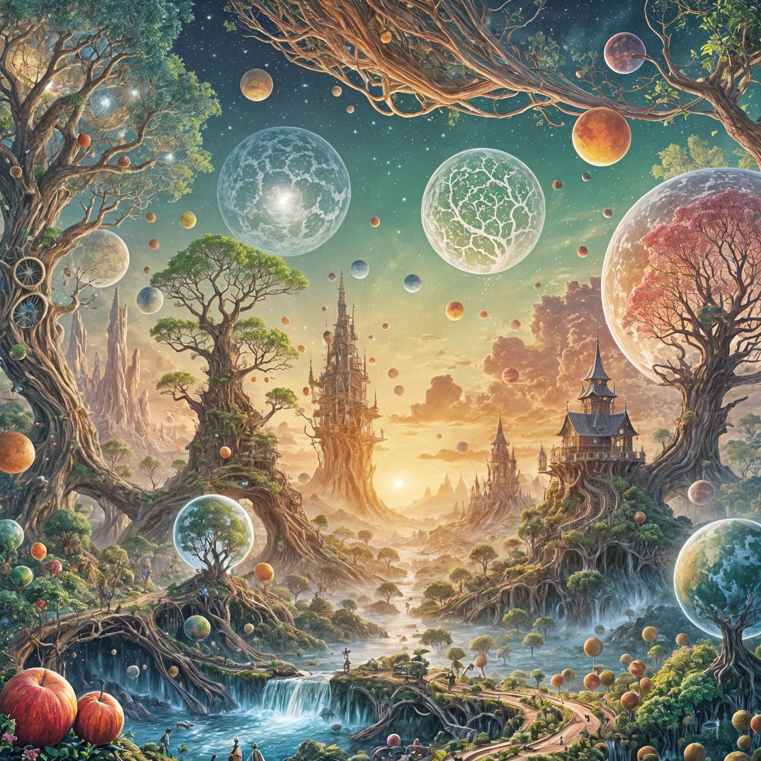 Magical World Tree Spanning the Planet