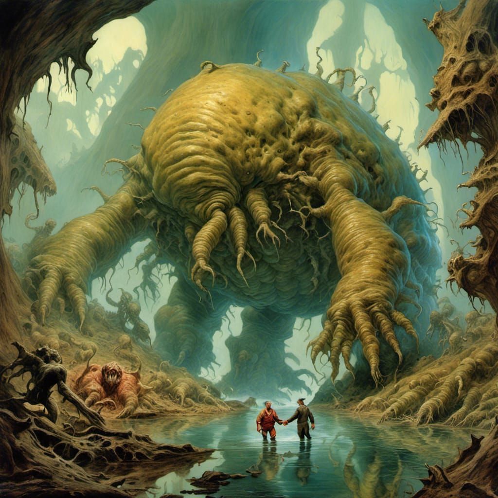 Microverse Explorer Confronts Giant Tardigrade: Painterly St...