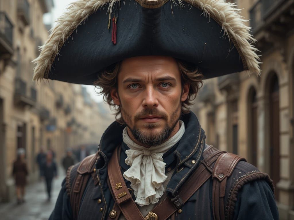 Noble Officer in European City Street