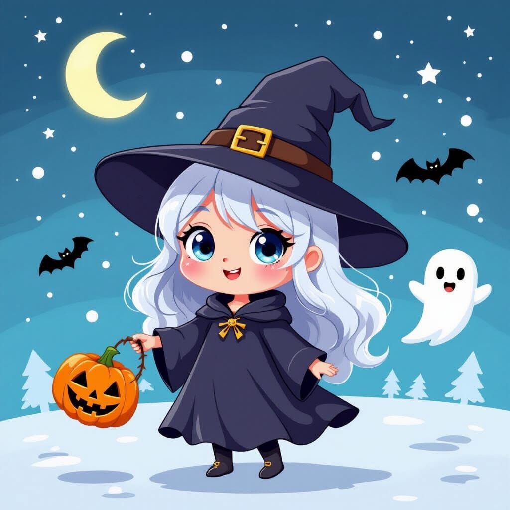 Cute Ghost Witch AI Art