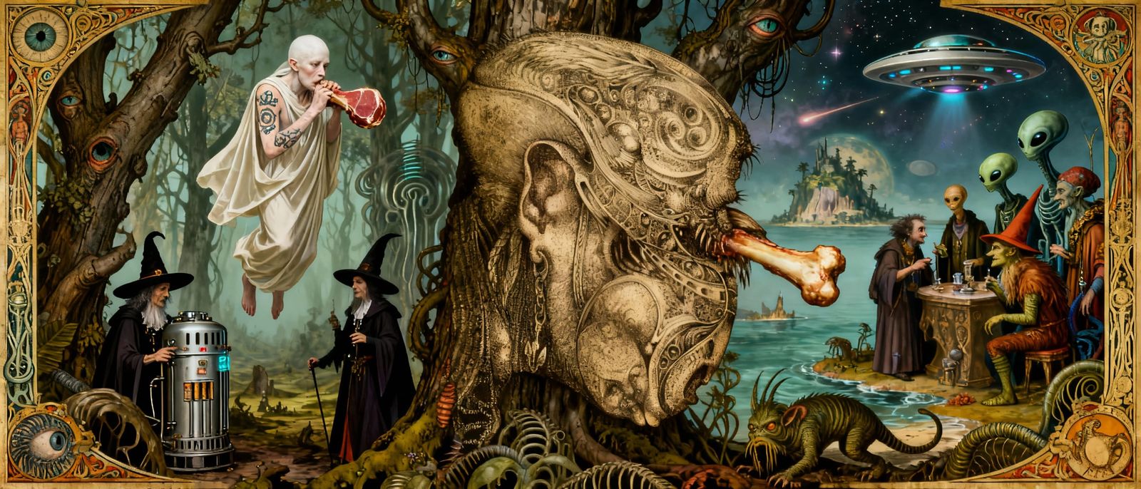 Post-Apocalyptic Wonderland Woods with Strange Figures