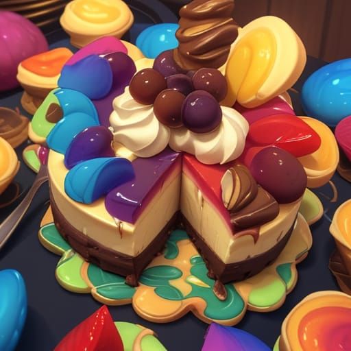 Delicious Cheesecake Still Life as Oil Painting