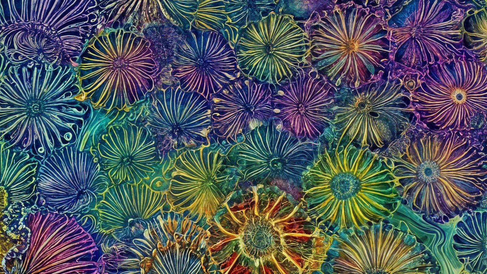 Kaleidoscopic Sea Life in Surrealist Style