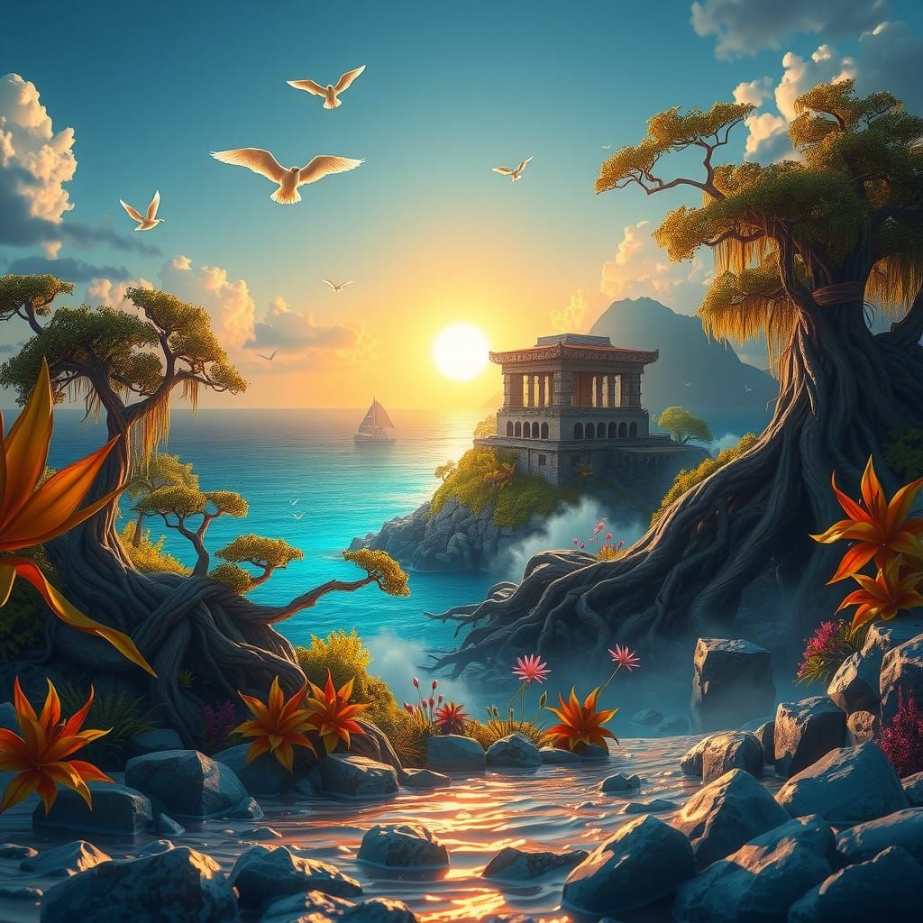 Mystical Island Rising: Fantasy Matte Painting