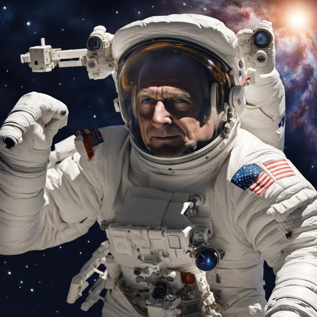 Alan Shepard Floating in Outer Space