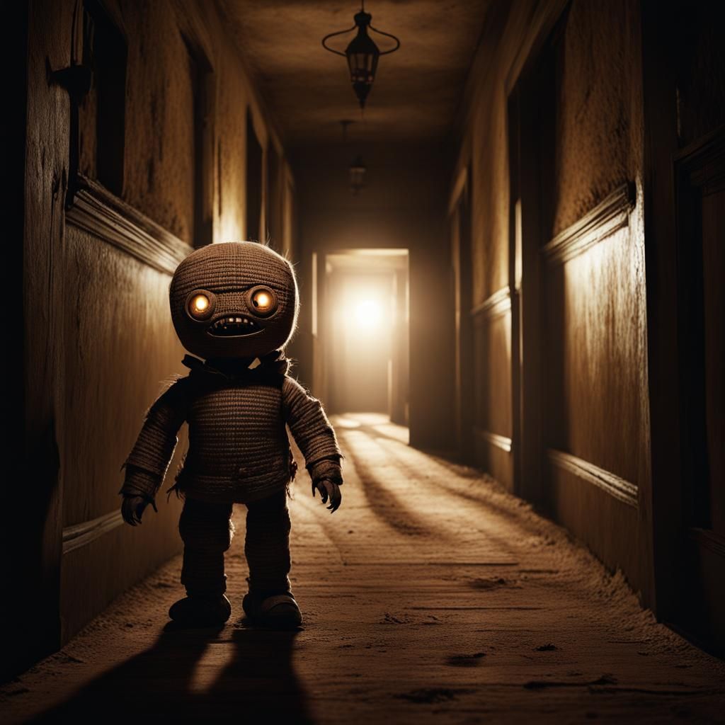 Creepy Burlap Doll in Abandoned Home