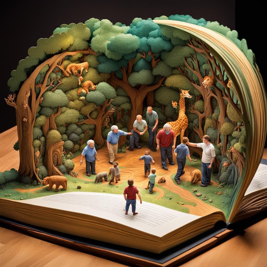 Man's Life Cycle in Pop-Up Book: Hyperrealistic HDR