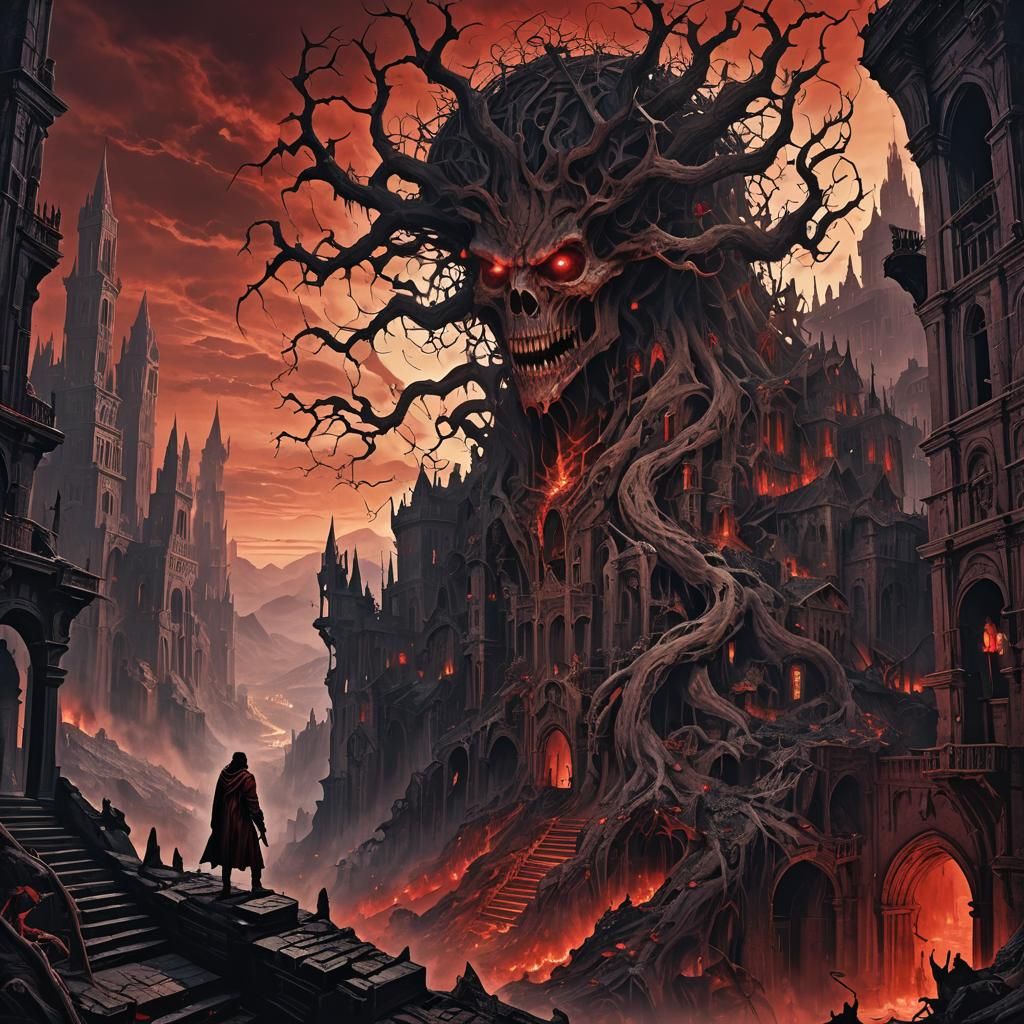 Infernal City: A Dark Fantasy Landscape