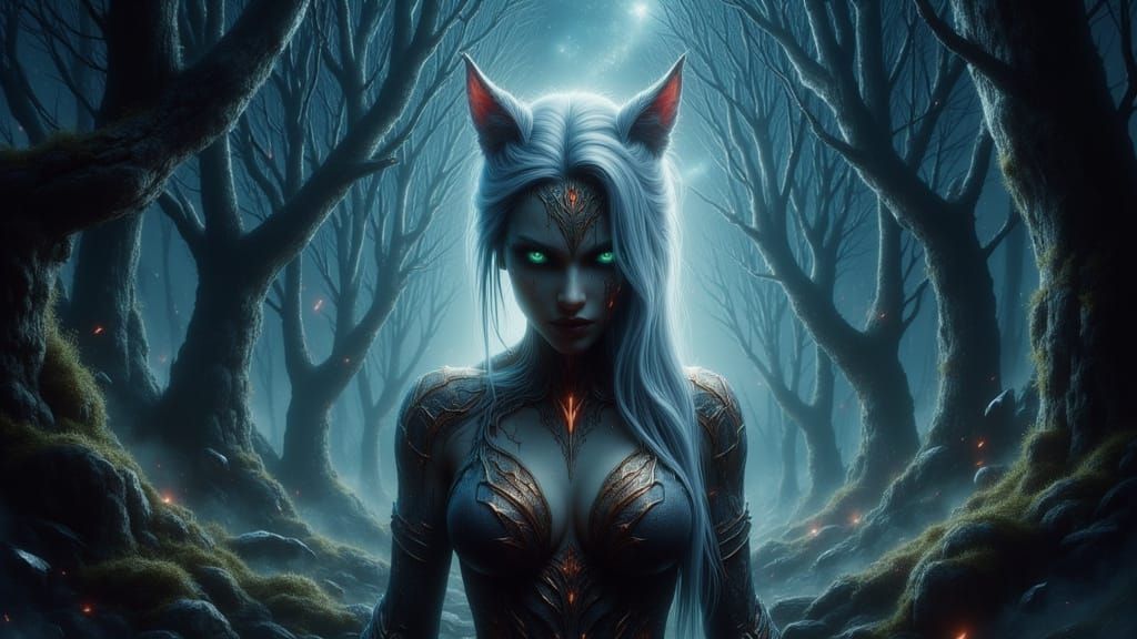 Cat-Woman Archer in Mossy Forest