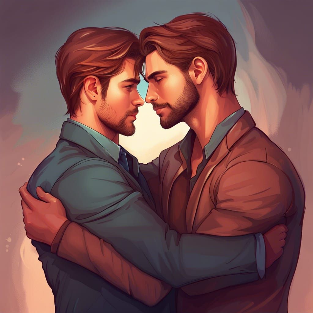 Handsome Men Share a Heartfelt Bro Hug