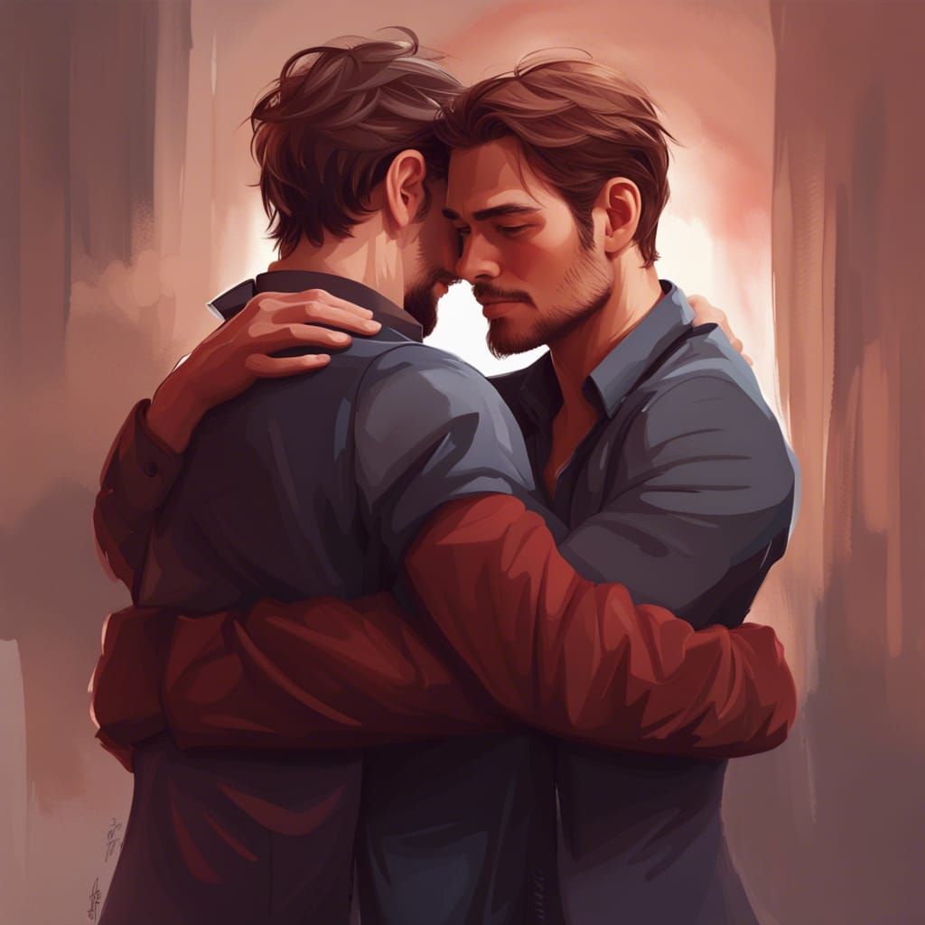 Handsome Men in a Digital Art Bromance