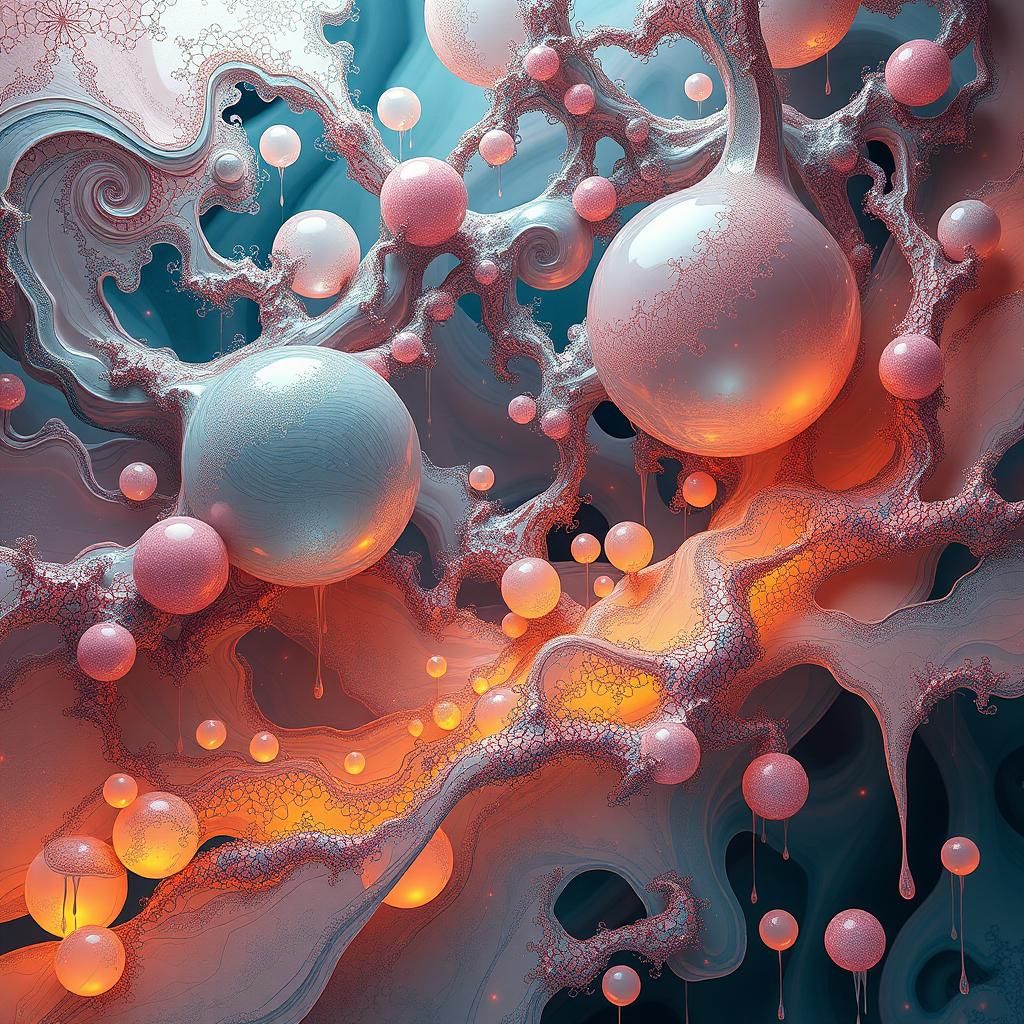 Ethereal Asymptotic Bubbles with Lace Ink Illustrations