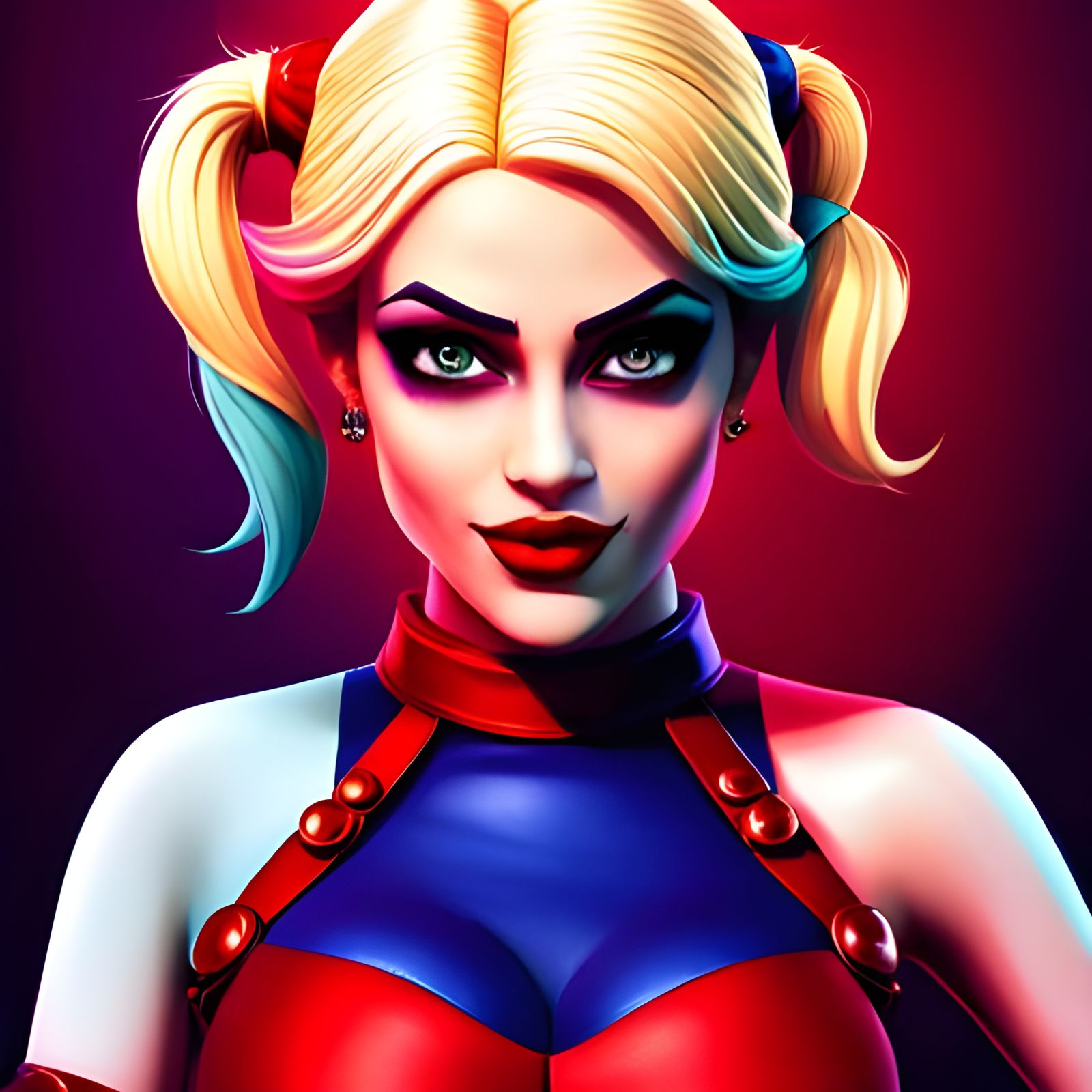 Harley Quinn Pixar-Style 3D Digital Art Portrait