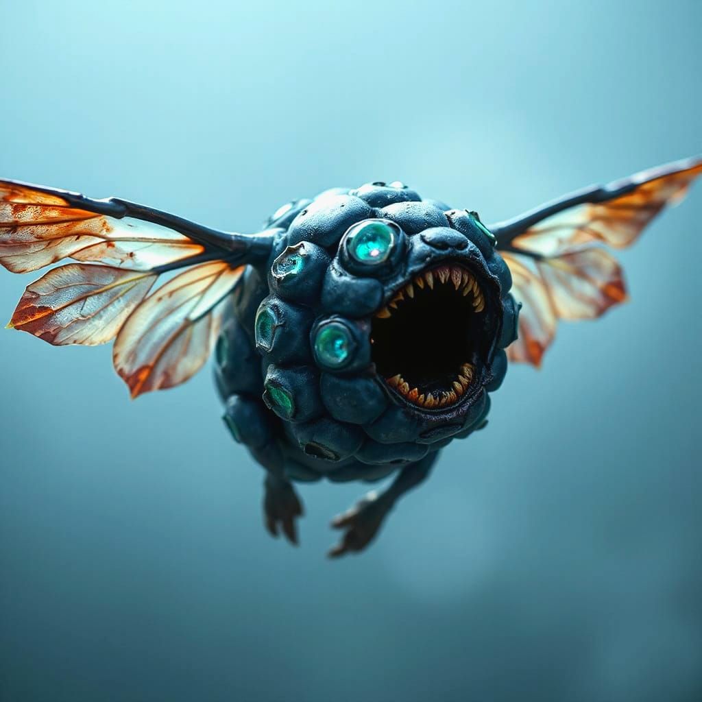 Fantasy Blueberry Creature in Cinematic Action