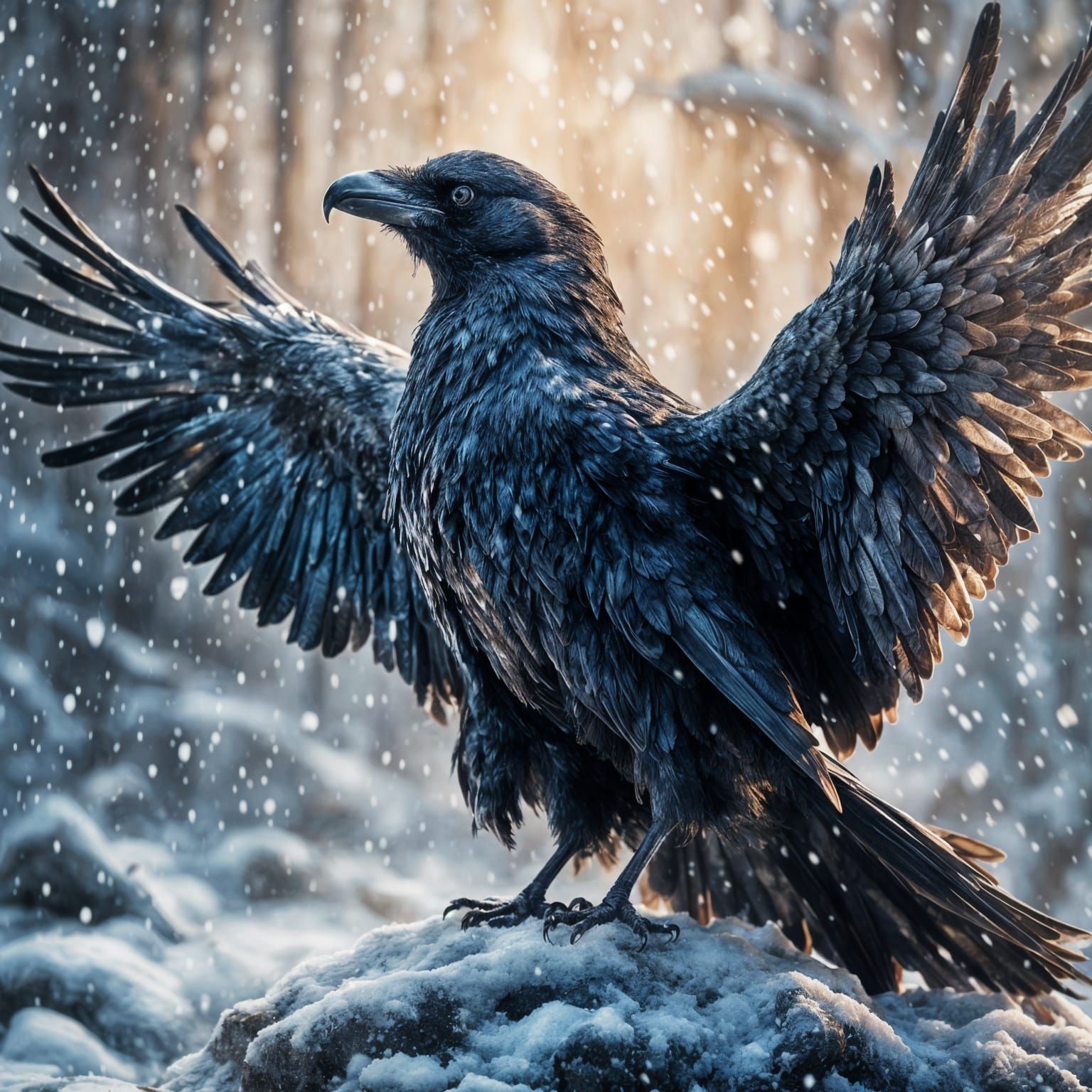 Raven in the snow