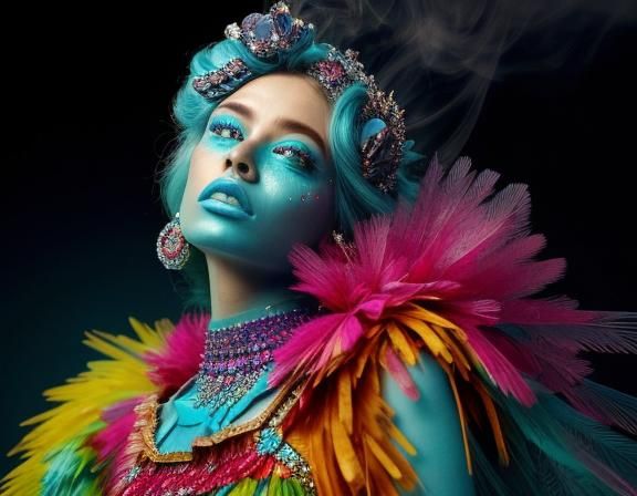 Crystalline Woman with Bird, Supermodel Style