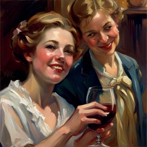 Party Girl with Wine: A Modern Portrait