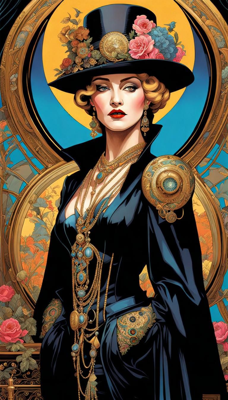 Steampunk Detective in Art Nouveau Style