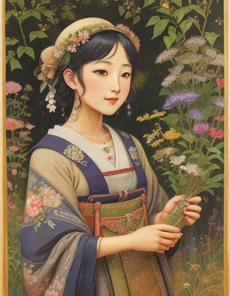 Anglo-Saxon Farmers in Impressionistic Folk Art Style