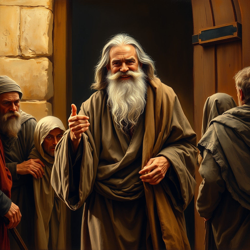 Benevolent Host Welcomes Travelers: Rembrandt-Style Oil Pain...