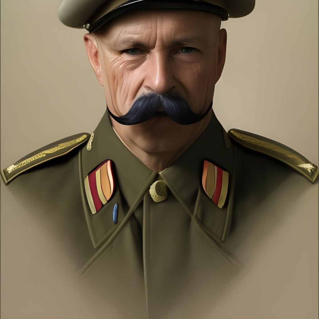 World War 1 sergeant major with elegant handlebar moustache, head and shoulders portrait, 8k resolution concept art port...