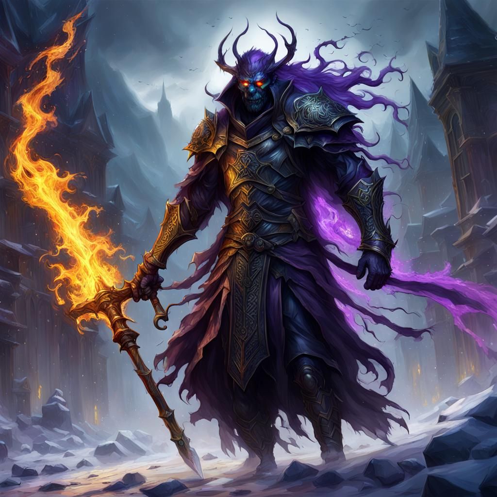 Undead Master of Ice and Fire: Dark Fantasy Art