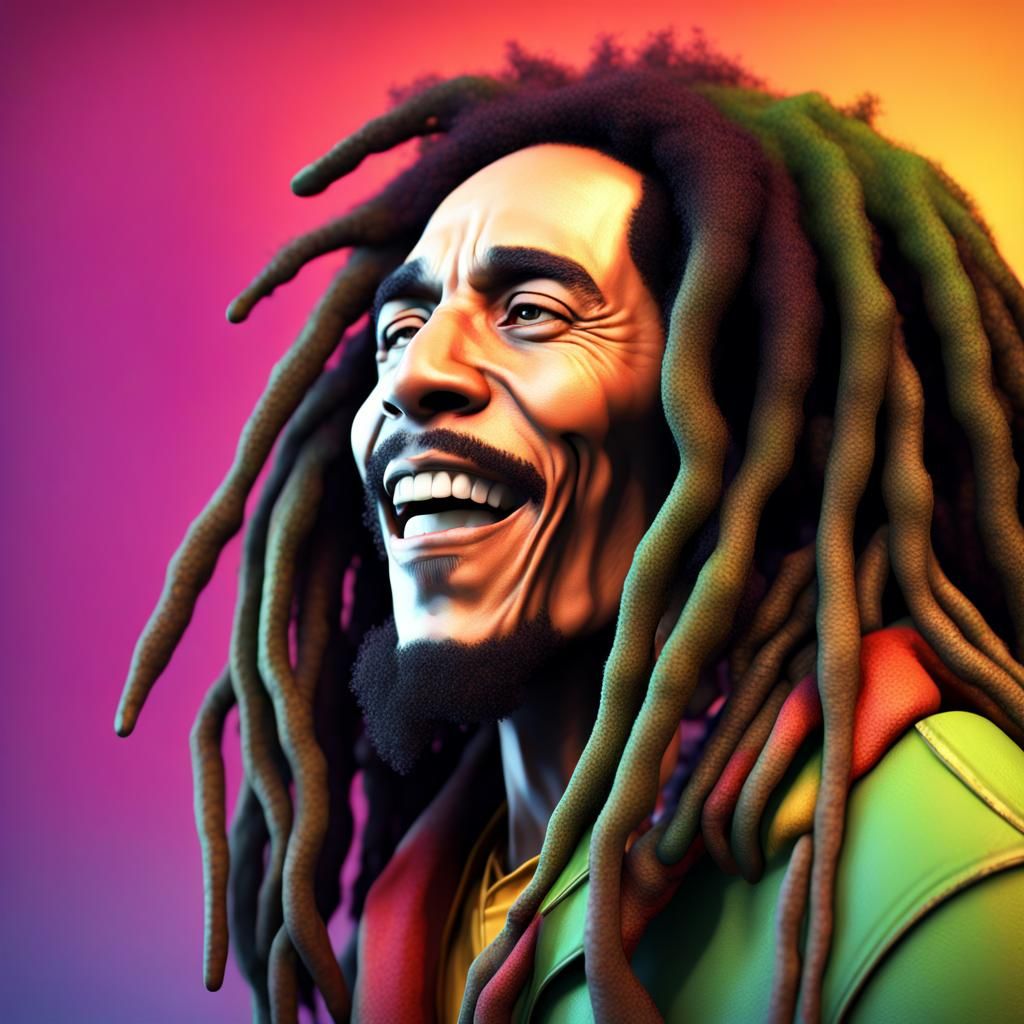 Bob Marley in Pixar Style 3D Render