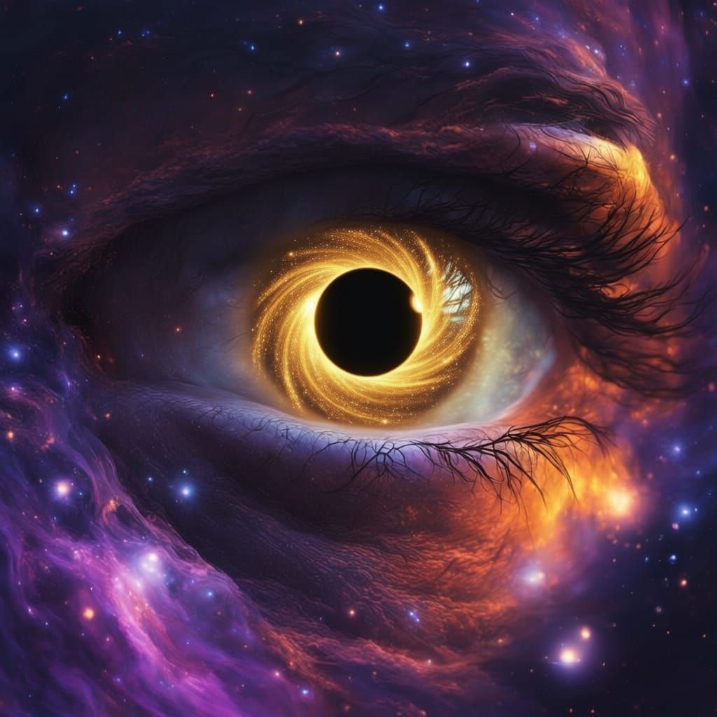 Golden Eye With Swirling Starlight Iris