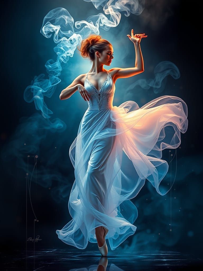 Ethereal Ballet Dancer in Smoky Dreamscapes