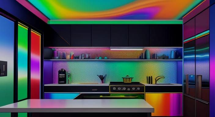Metallic Rainbow Kitchen: A Modern Marvel