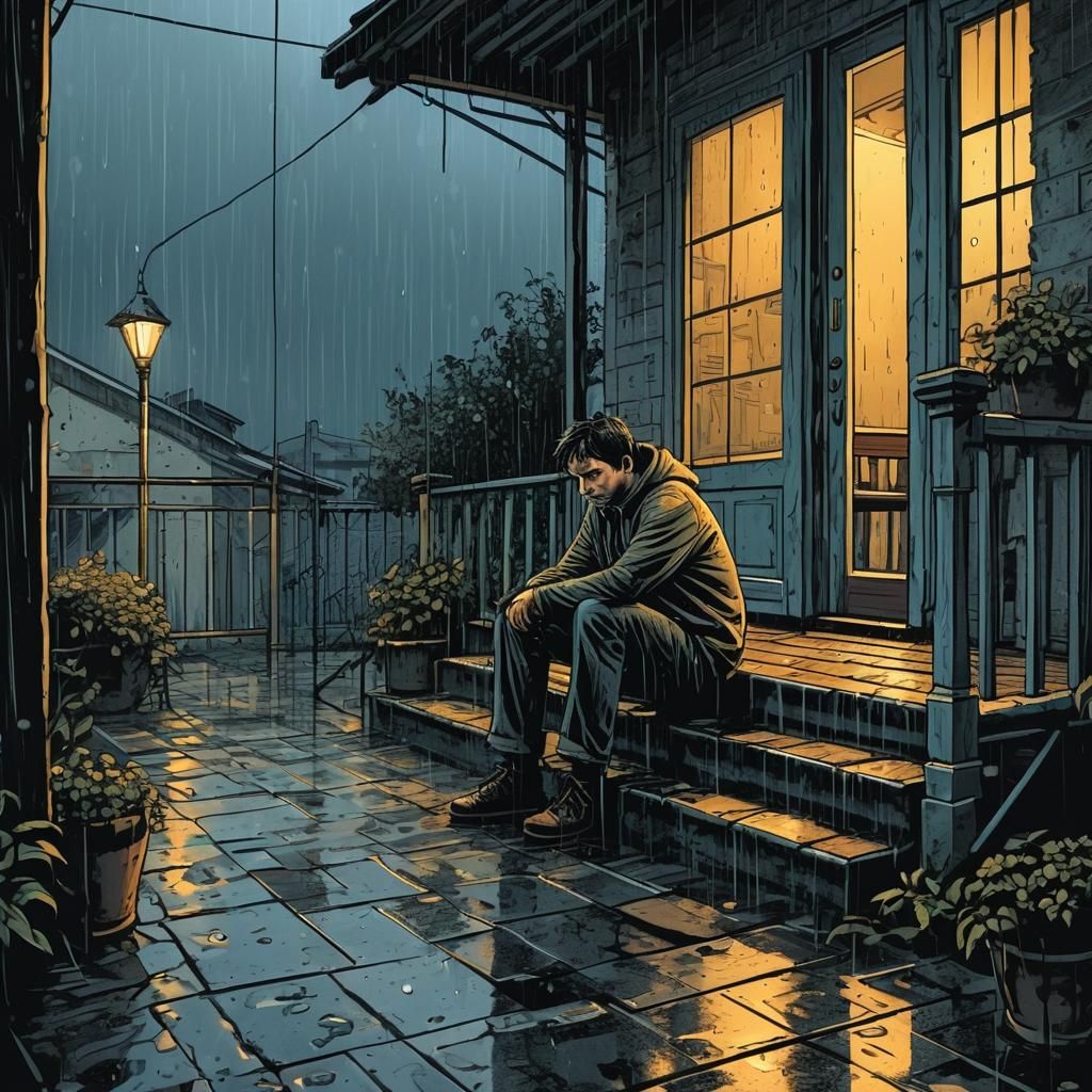 Rainy Day in Italy: Comic Book Style