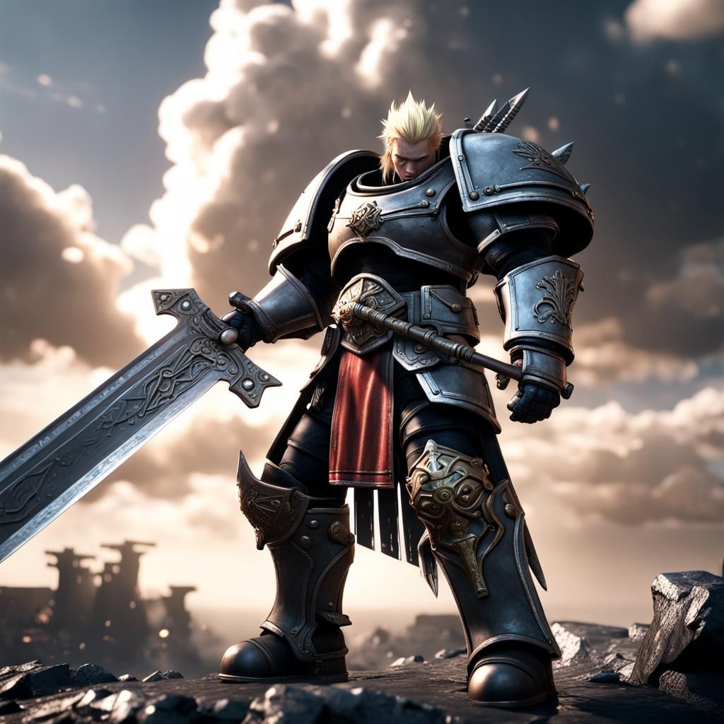 Cloud Strife as Chaos Space Marine in 3D