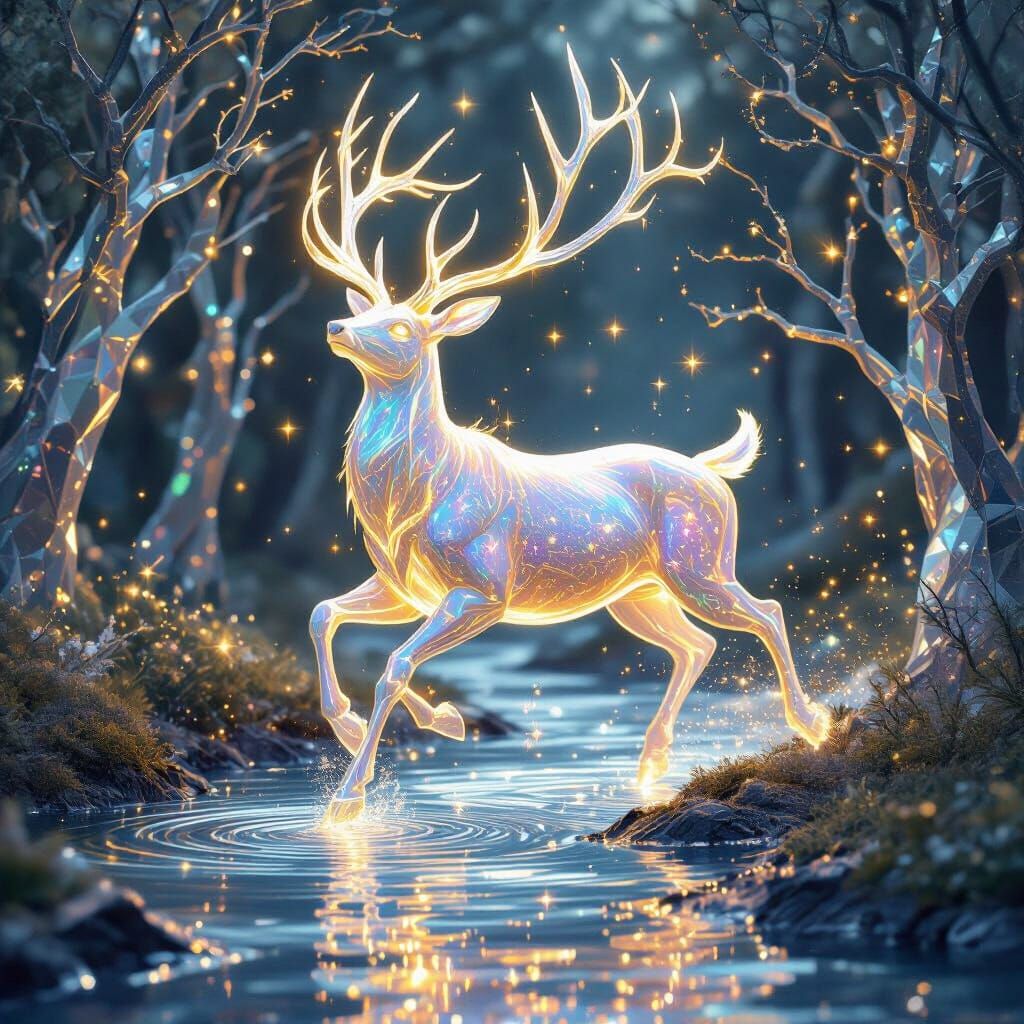 Mythical Stag of Starshine in Crystal Forest