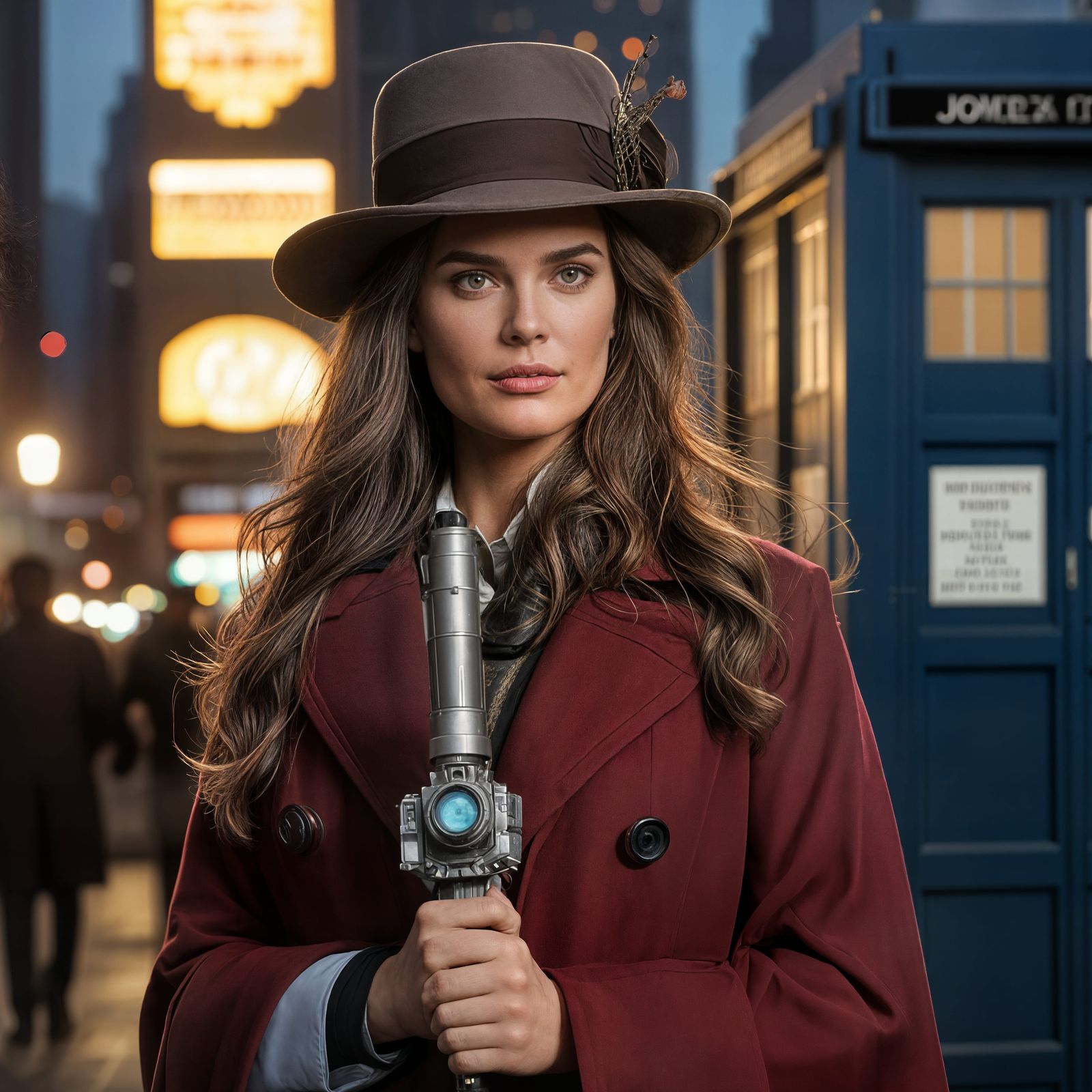 Brooke Shields as Time-Traveling Doctor in Cyberpunk Style