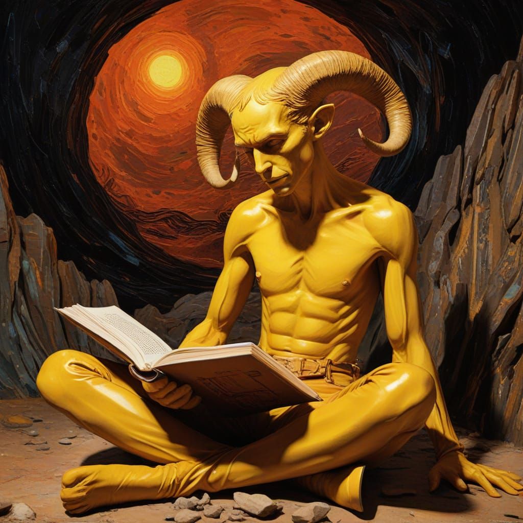 Vibrant Fauvist Fantasy Scene with Mini Dark Elf in Cave