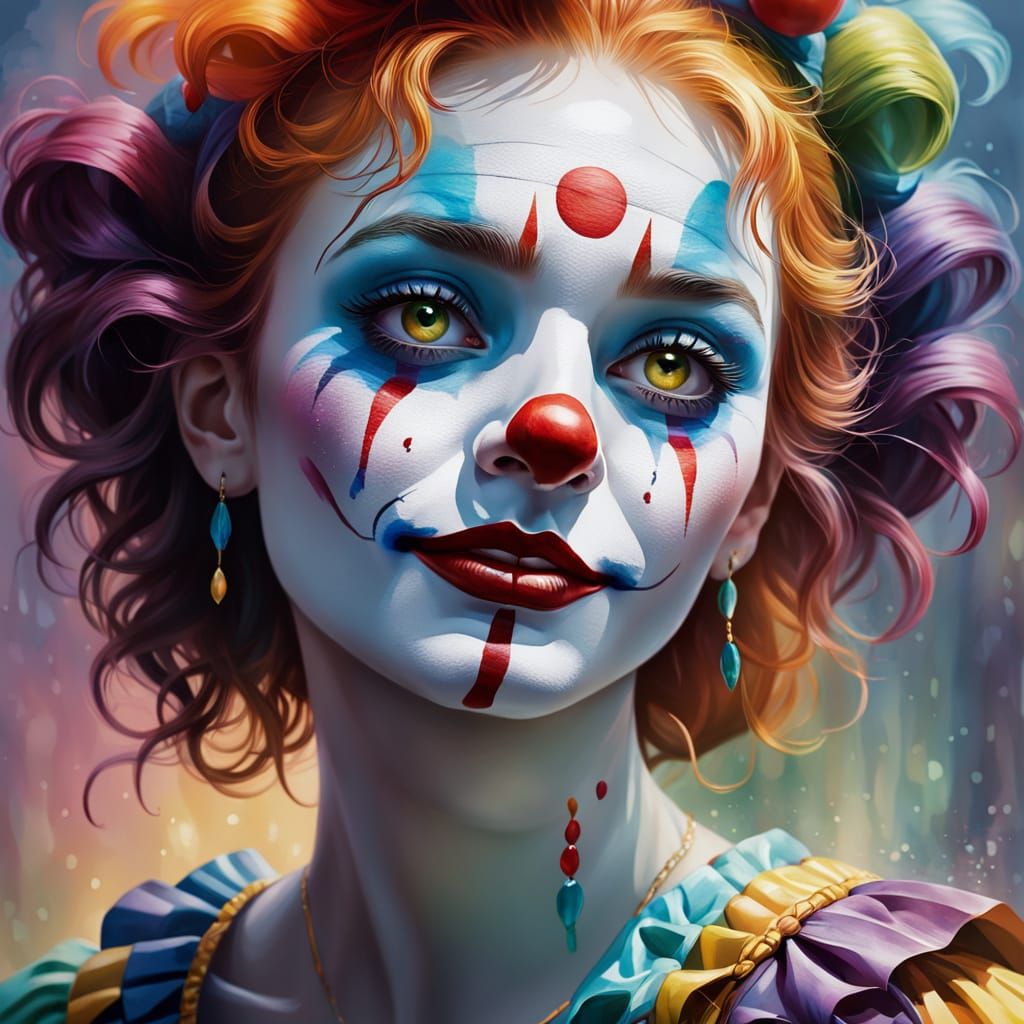 Clown in Ethereal Fantasy Gouache Style